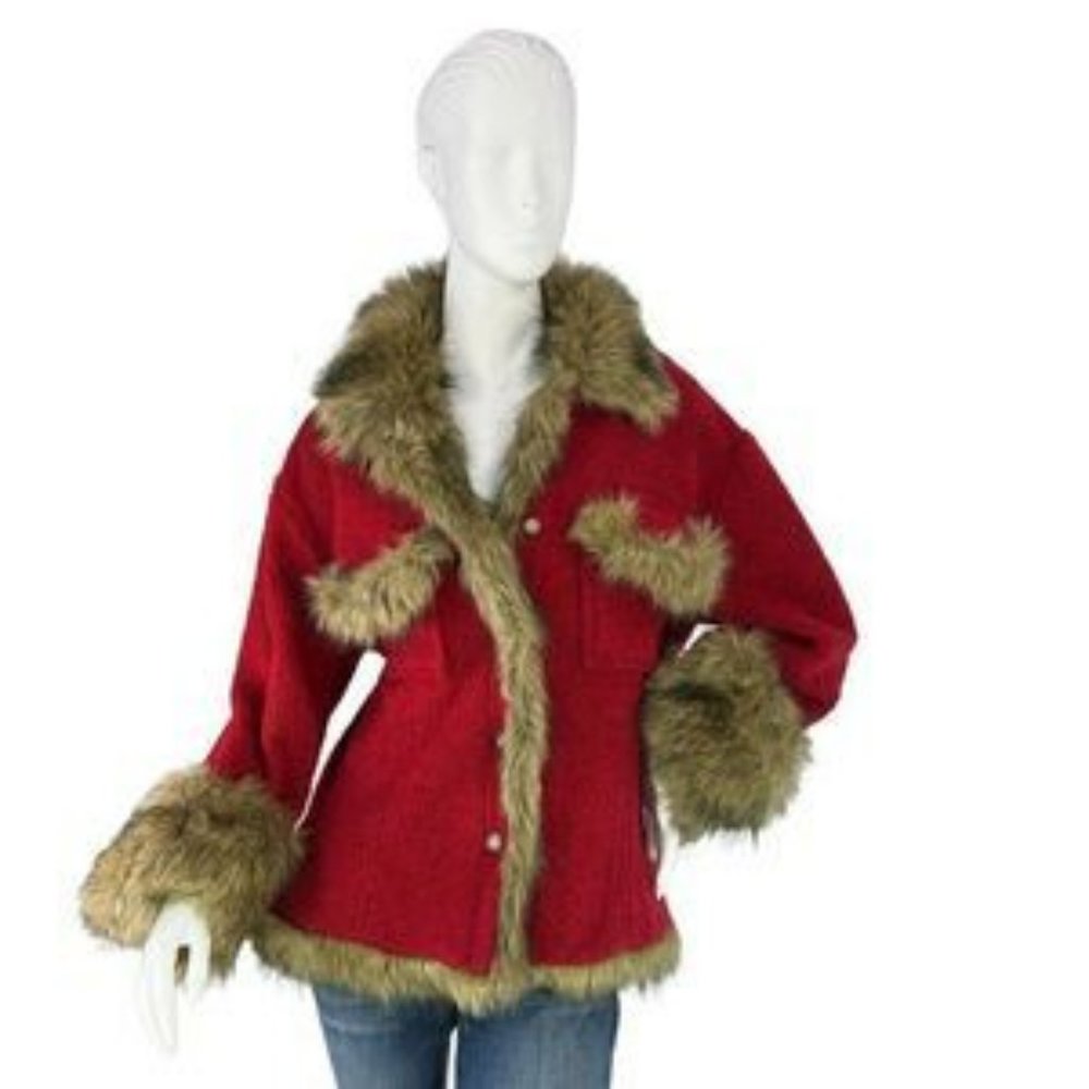 Tasha Polizzi Saddle Blank Red Sherpa Jacket